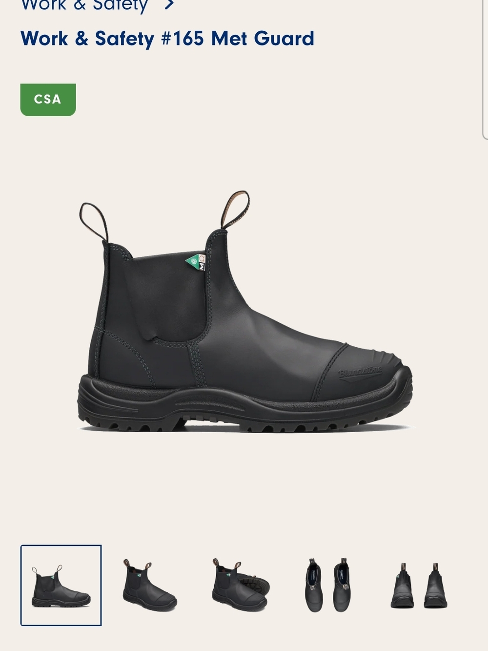 Black Blundstone Work & Safety Chelsea Boot #165 Met Guard